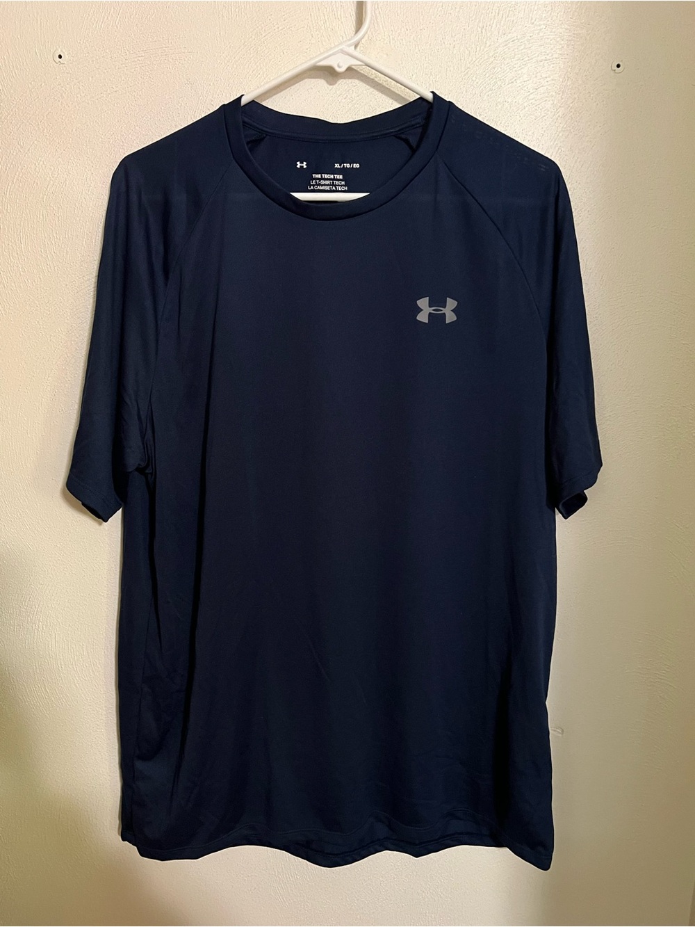 UNDER ARMOUR The Tech Tee Moisture Wicking Athletic T Shirt Navy Blue Men's XL